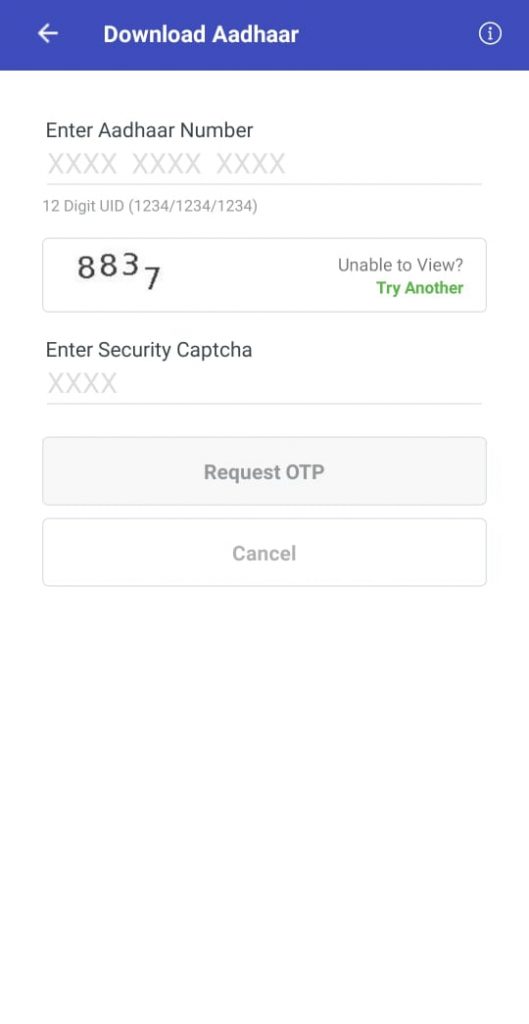 Download Aadhaar Step2