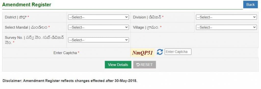 CCLA Telangana Amendment Register