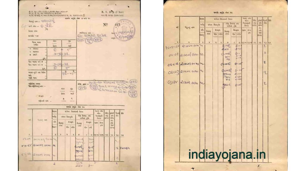 Details of old village sample number