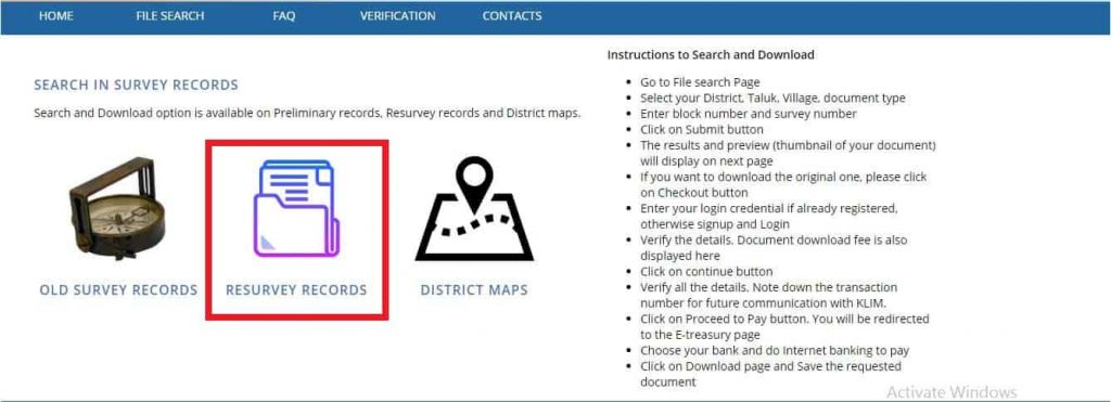 resurvey records File search