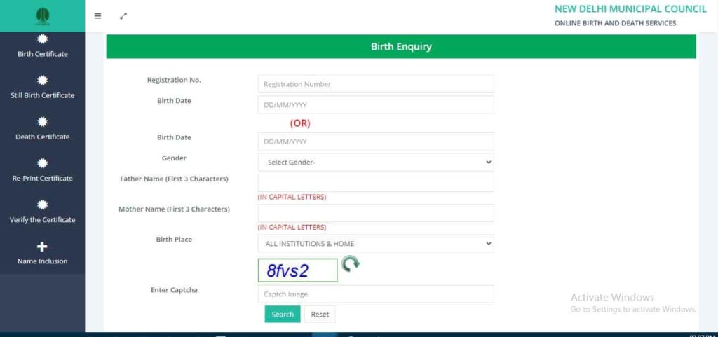 Birth Certificate Delhi