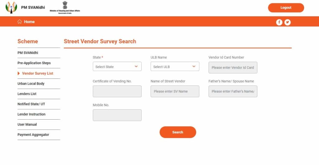 Street Vendor Survey Search