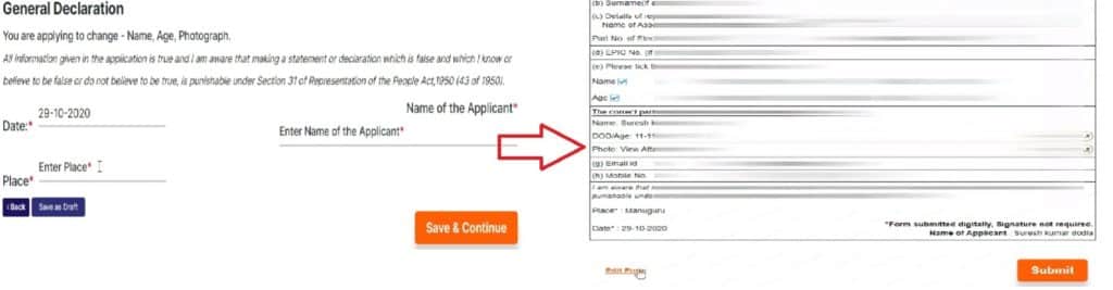 voter card correction online process step4