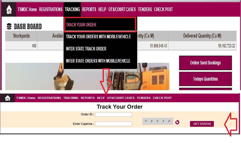 Telangana Sand Booking Status