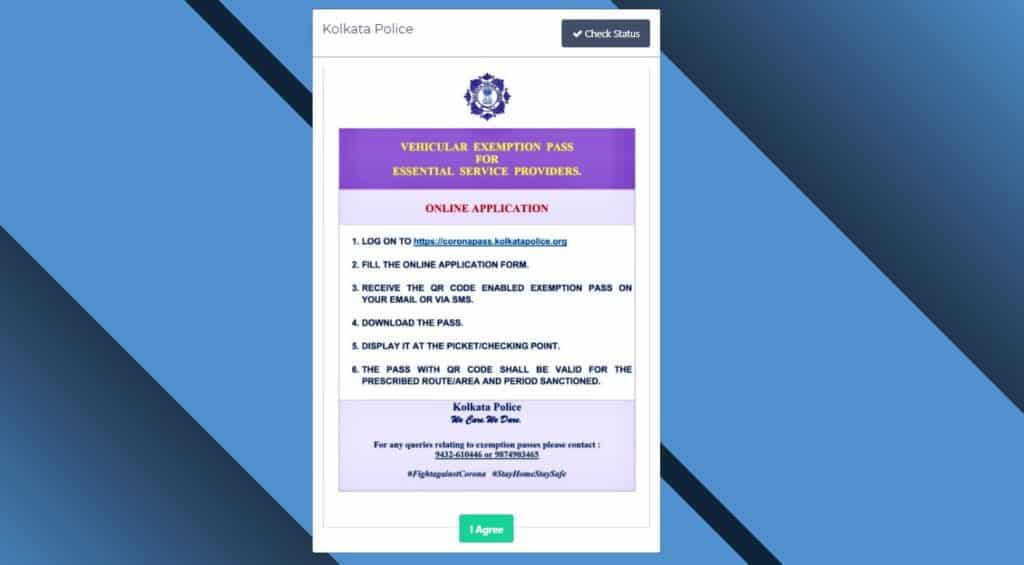 West Bengal E Pass For Kolkata Police Area