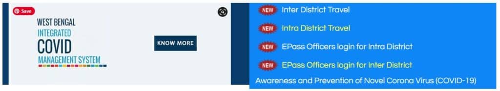 West Bengal E Pass for Inter State Travel